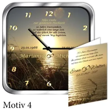 Geschenk zum 50. Hochzeitstag - persönliche Metalluhr eckig